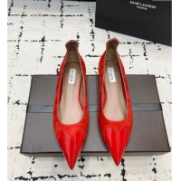 ​Top Design Alaia Le Cœur Heart Ballet Flats in Suede and Patent Leather AL100803 Red 2024