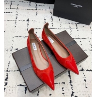​Top Design Alaia Le Cœur Heart Ballet Flats in Suede and Patent Leather AL100803 Red 2024