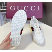 Good Quality Gucci Women's Re-Motion Sneakers with Ankle Strap in GG Canvas and Suede White 832918