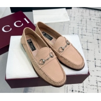 Pretty Style Gucci Gigi Loafers in Suede with Horsebit Nude Pink 2025 832633
