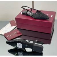 Modern Gucci GG Mesh and Patent Leather Slingback Flats Black 2025 840728