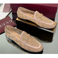 Grade Quality Gucci GG Mesh and Patent Leather Jordaan Loafers Nude 0712038