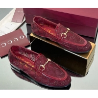 Buy Discount Gucci GG Mesh and Patent Leather Jordaan Loafers Red 0712039