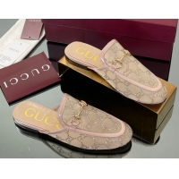Top Grade Gucci GG Mesh and Patent Leather Princetown Flat Slippers Nude 50712040