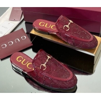 Pretty Style Gucci GG Mesh and Patent Leather Princetown Flat Slippers Red 50712041