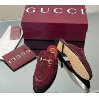Pretty Style Gucci GG Mesh and Patent Leather Princetown Flat Slippers Red 50712041