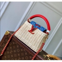 Promotional Louis Vuitton LV x TM Capucines Mini Bag in Rattan and Cherry Denim M14295 2025
