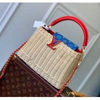 Unique Grade Louis Vuitton LV x TM Capucines PM Bag in Rattan and Cherry Denim M14295 2025