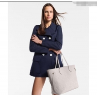 Super Quality Louis Vuitton Neverfull MM Bag in Grained Cowhide Leather M13578 Light Grey 2025