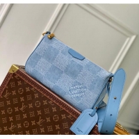 Discount Louis Vuitton Mens Pochette Accessories XL Crossbody Bag in Blue Damier Denim 3D Canvas N00204 2025