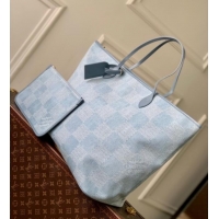 Top Grade Louis Vuitton Mens Nevereverfull Tote Bag in Blue Damier Denim 3D Canvas N00198 2025