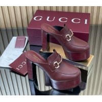 Trendy Design Gucci Platform Mule with Horsebit 835315 Burgundy