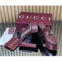Trendy Design Gucci Platform Mule with Horsebit 835315 Burgundy
