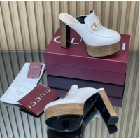 Top Grade Gucci Platform Mule with Horsebit 835315 White