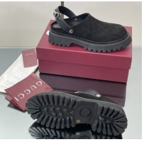 Luxurious Gucci Suede Mule with Horsebit 835829 Black
