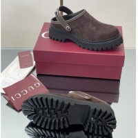 Unique Style Gucci Suede Mule with Horsebit 835829 Dark Brown
