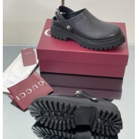Shop Duplicate Gucci Leather Mule with Horsebit 835829 Black