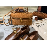 Discount Bottega Veneta Bang Bang Vanity Case in Intrecciato Leather Suede 789109 Brown 2025
