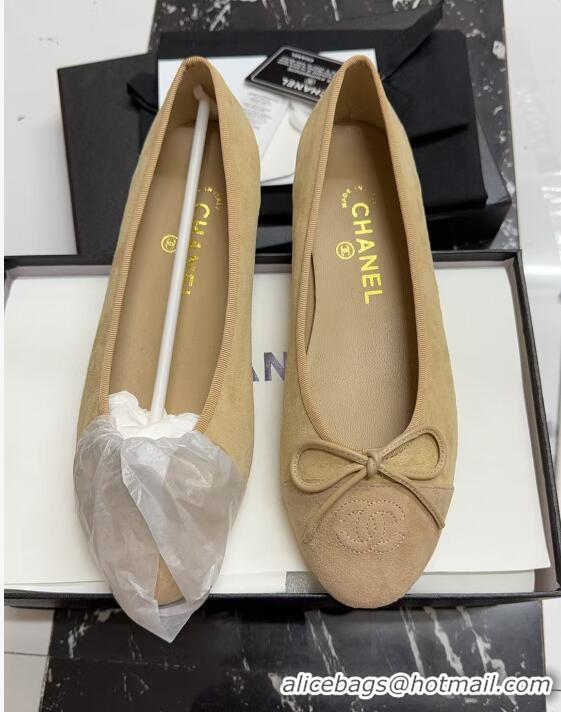 ​Trendy Design Chanel Suede Ballerinas Flat CH1203 Light Brown