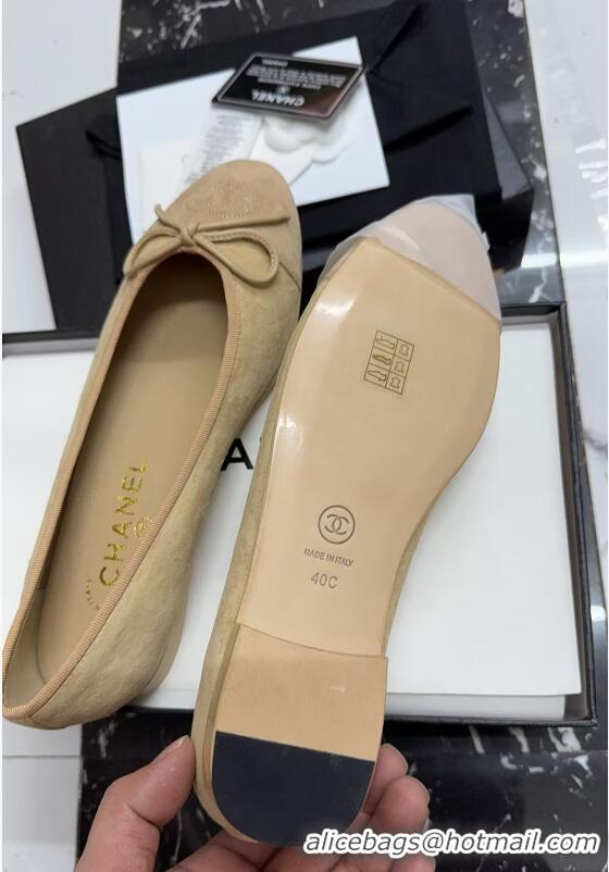 ​Trendy Design Chanel Suede Ballerinas Flat CH1203 Light Brown