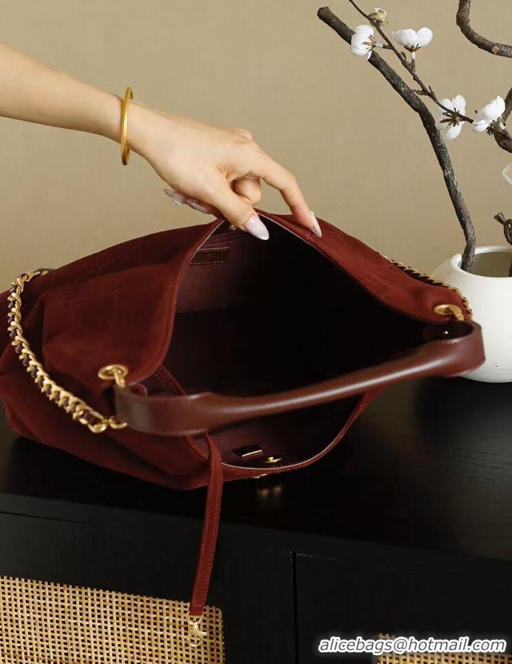 Top Quality Chanel Quilted Suede Hobo Shopping Bag CH081201 Red 2025