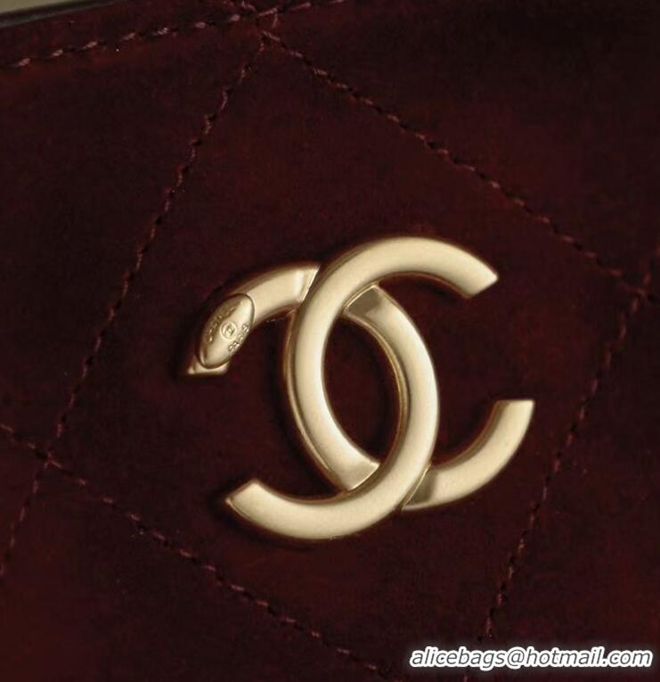 Top Quality Chanel Quilted Suede Hobo Shopping Bag CH081201 Red 2025