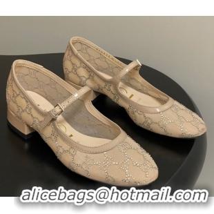 Grade Quality Gucci Allover GG Strass Mesh Mary Janes Pumps 2.5cm Nude2 2025 836809