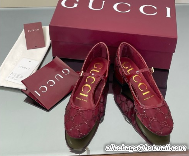 Best Price Gucci Allover GG Strass Mesh Mary Janes Pumps 2.5cm Red 2025 836809