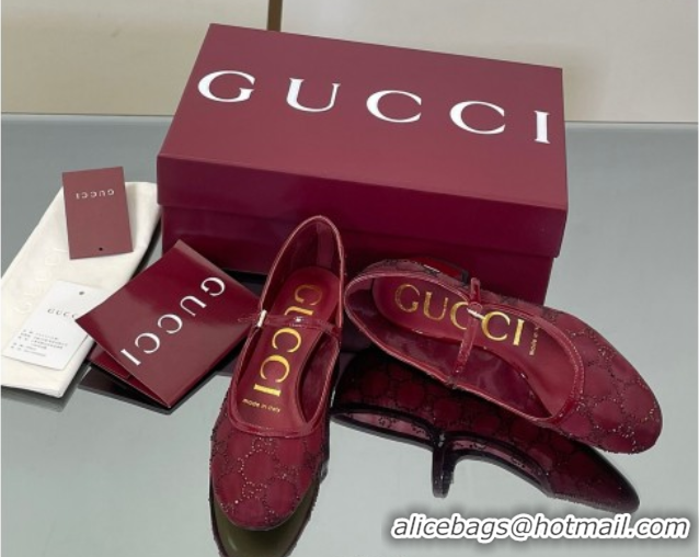 Best Price Gucci Allover GG Strass Mesh Mary Janes Pumps 2.5cm Red 2025 836809
