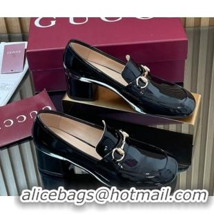 Buy Discount Gucci Loafer Pumps 5.5cm with Horsebit in Patent Leather Black 2025 832443
