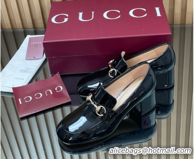 Buy Discount Gucci Loafer Pumps 5.5cm with Horsebit in Patent Leather Black 2025 832443