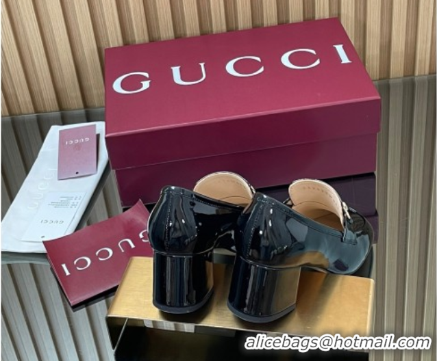 Buy Discount Gucci Loafer Pumps 5.5cm with Horsebit in Patent Leather Black 2025 832443