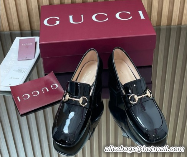 Buy Discount Gucci Loafer Pumps 5.5cm with Horsebit in Patent Leather Black 2025 832443