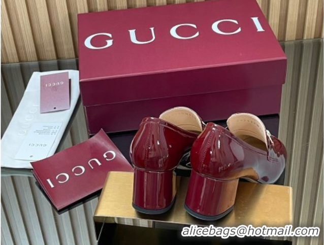 Classic Hot Gucci Loafer Pumps 5.5cm with Horsebit in Patent Leather Ancora Red 2025 832443