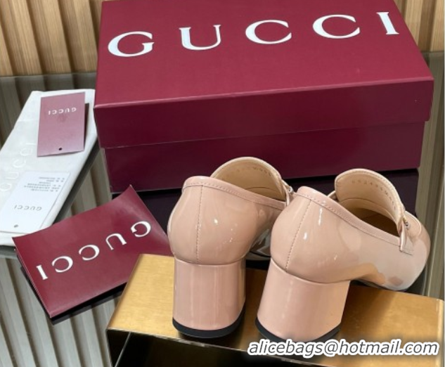 Good Quality Gucci Loafer Pumps 5.5cm with Horsebit in Patent Leather Light Pink 2025 832443