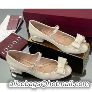 Most Popular Gucci Bow Mary Jane Ballet Flats in Patent Leather White 2025 835748