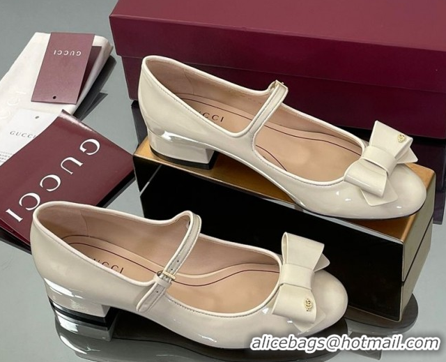 Most Popular Gucci Bow Mary Jane Ballet Flats in Patent Leather White 2025 835748