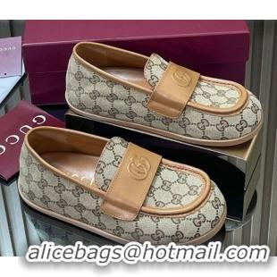 Hot Style Gucci GG Canvas Flat Loafers Beige 2025 GG082804 0828044