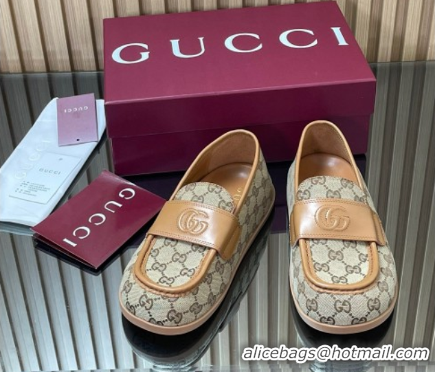 Hot Style Gucci GG Canvas Flat Loafers Beige 2025 GG082804 0828044