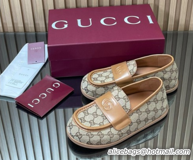 Hot Style Gucci GG Canvas Flat Loafers Beige 2025 GG082804 0828044