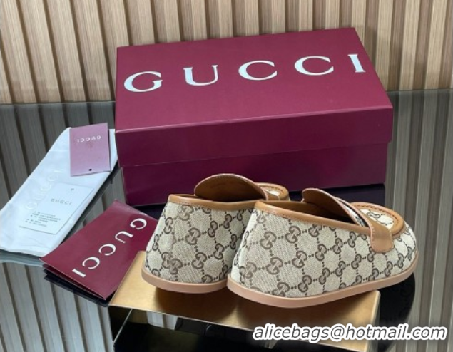 Hot Style Gucci GG Canvas Flat Loafers Beige 2025 GG082804 0828044