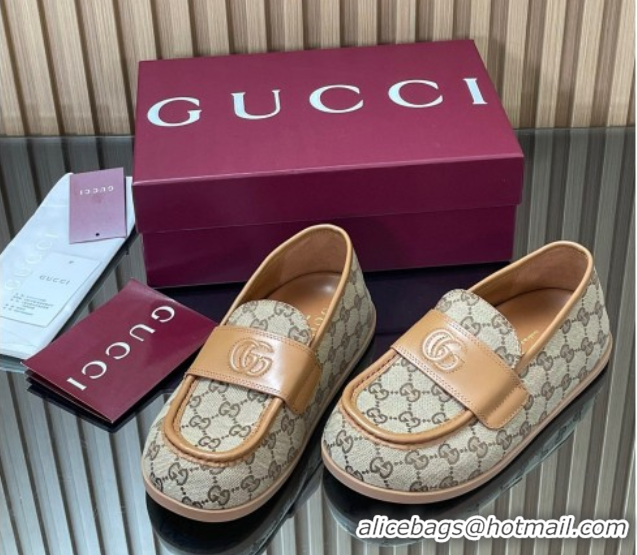 Hot Style Gucci GG Canvas Flat Loafers Beige 2025 GG082804 0828044