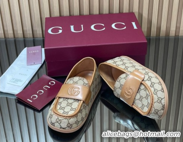 Hot Style Gucci GG Canvas Flat Loafers Beige 2025 GG082804 0828044