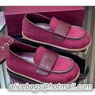 Popular Style Gucci GG Canvas Flat Loafers Red 2025 GG082804