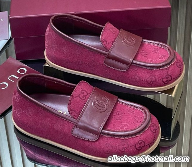 Popular Style Gucci GG Canvas Flat Loafers Red 2025 GG082804