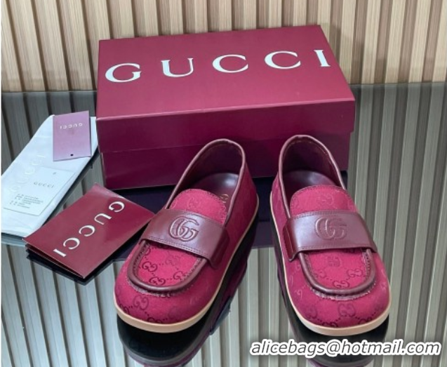 Popular Style Gucci GG Canvas Flat Loafers Red 2025 GG082804