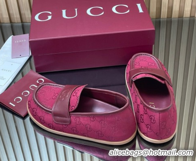 Popular Style Gucci GG Canvas Flat Loafers Red 2025 GG082804