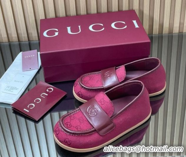 Popular Style Gucci GG Canvas Flat Loafers Red 2025 GG082804