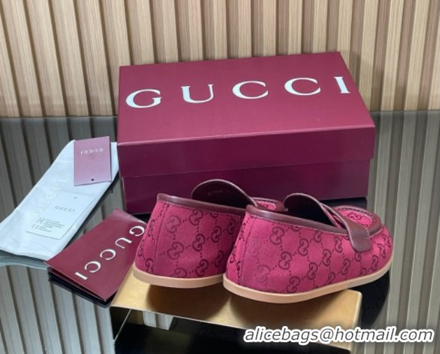 Popular Style Gucci GG Canvas Flat Loafers Red 2025 GG082804