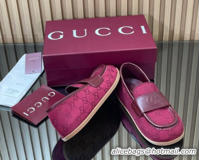 Popular Style Gucci GG Canvas Flat Loafers Red 2025 GG082804